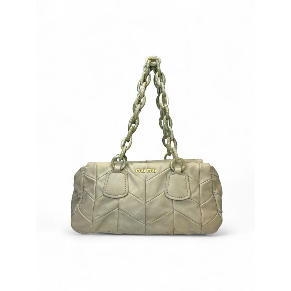 Vintage Miu Miu Chevron Quilted Leather Chain Shoulder Bag